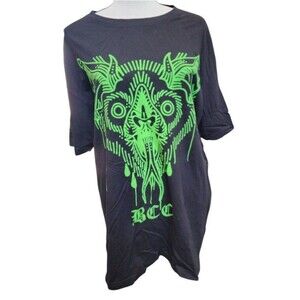 Blackcraft Cult Black Tee Cult 666 Size Large 2 Sides Neon Green Graphic
